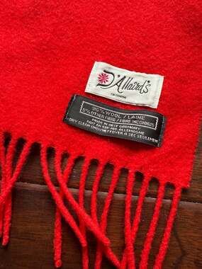 Vintage D'Allaird's Red Wool Scarf Made in West Germany